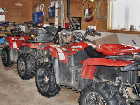 22 ft. ATV Storage Sheds, all metal, with roll up rear door!